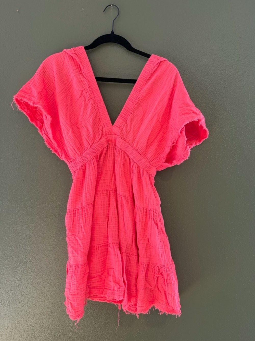 aerie Coral Pink Gauze V-Neck Tunic